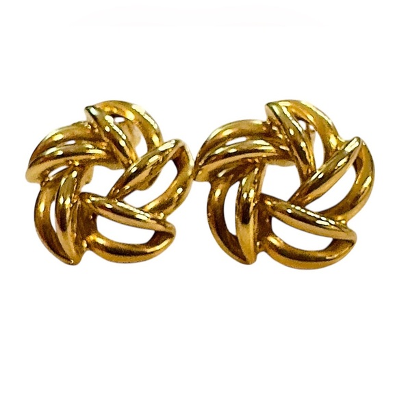 Vintage 14k Yellow Gold Nabco Flower Clip-On Earrings - Picture 2 of 14